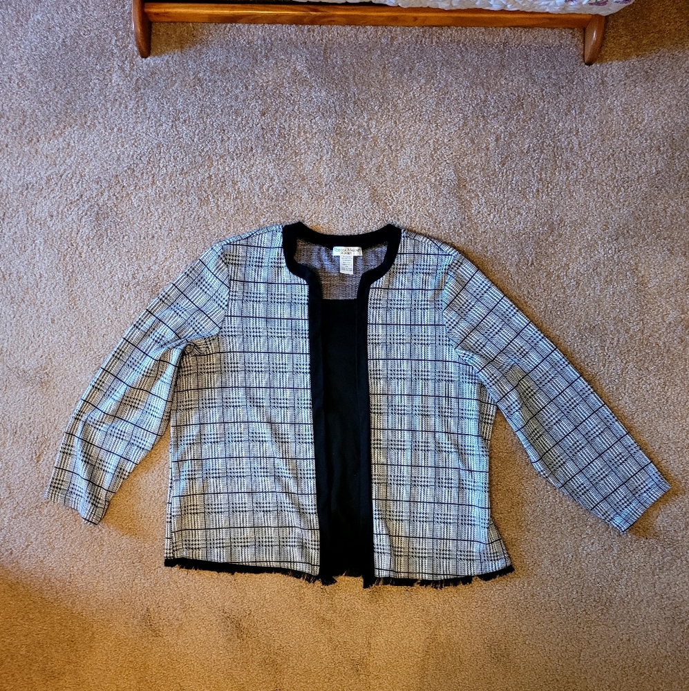 Rebecca Malone Black and White Knit Cardigan